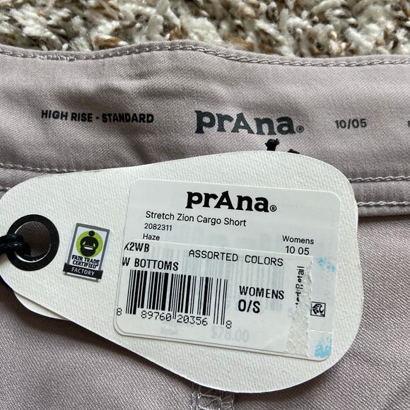 Prana Stretch Zion Cargo Short 5" Women's 10 Haze Standard Fit High Rise Stretch - Picture 7 of 13